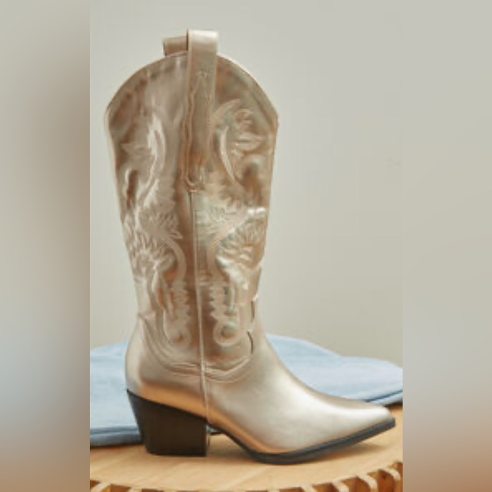 Altar'd State Gold Heeled Boots